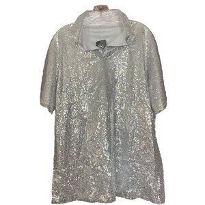 URRU Silver Sequin Shirts.Gorgeous. NWT Unisex Large Club NYE Party Short Sleeve